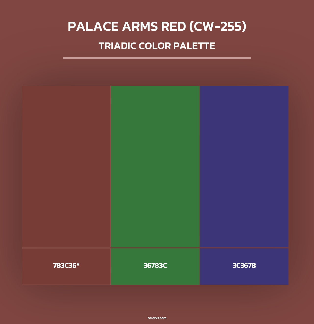 Palace Arms Red (CW-255) - Triadic Color Palette