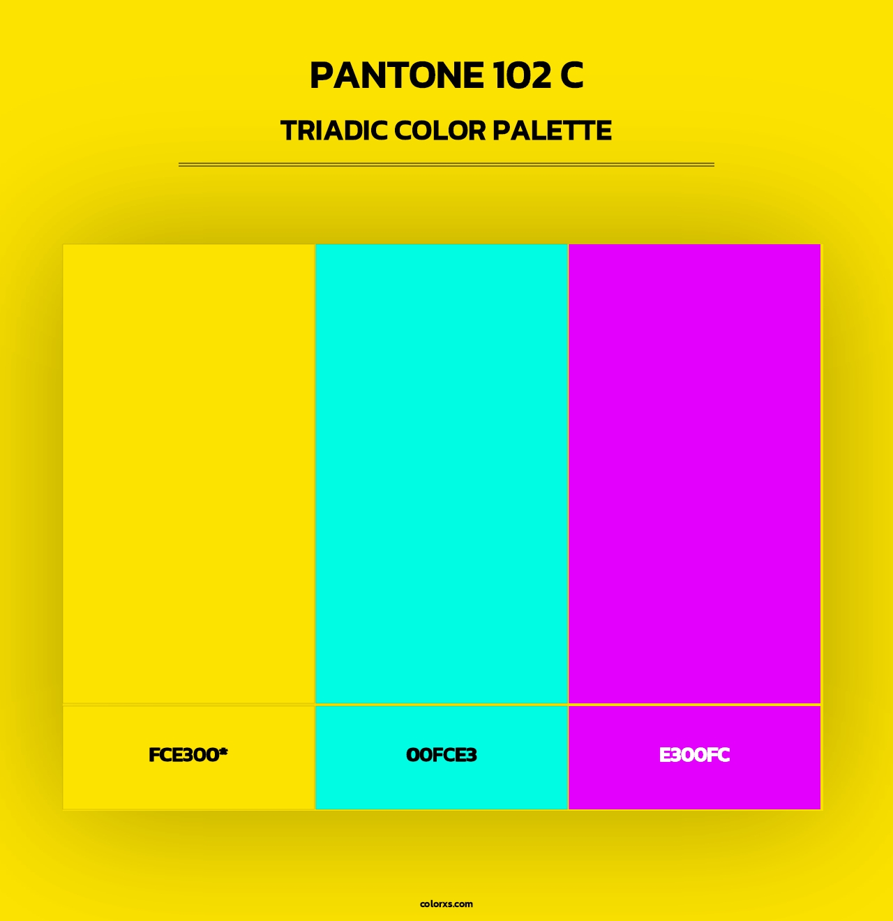PANTONE 102 C - Triadic Color Palette