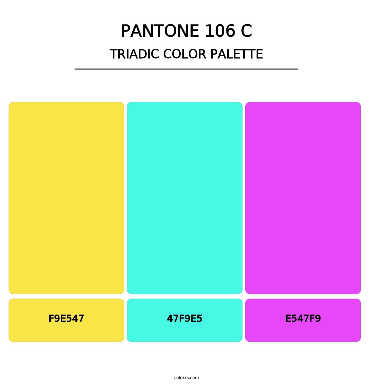 PANTONE 106 C - Triadic Color Palette