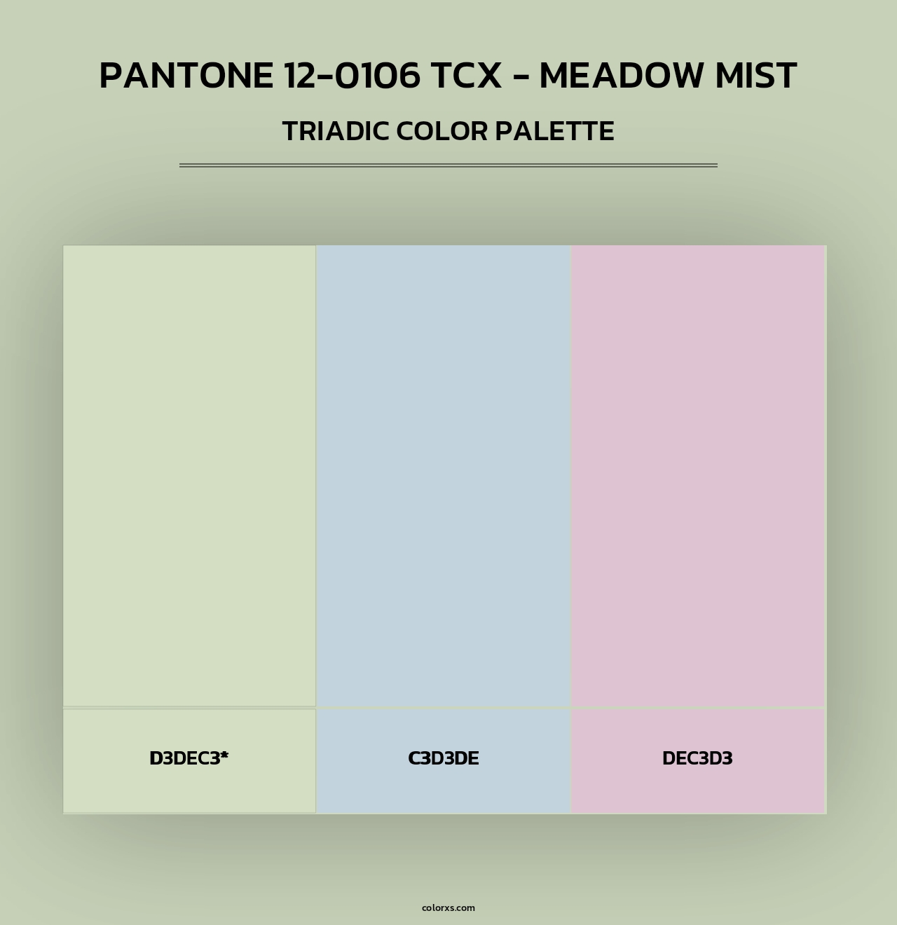 PANTONE 12-0106 TCX - Meadow Mist - Triadic Color Palette