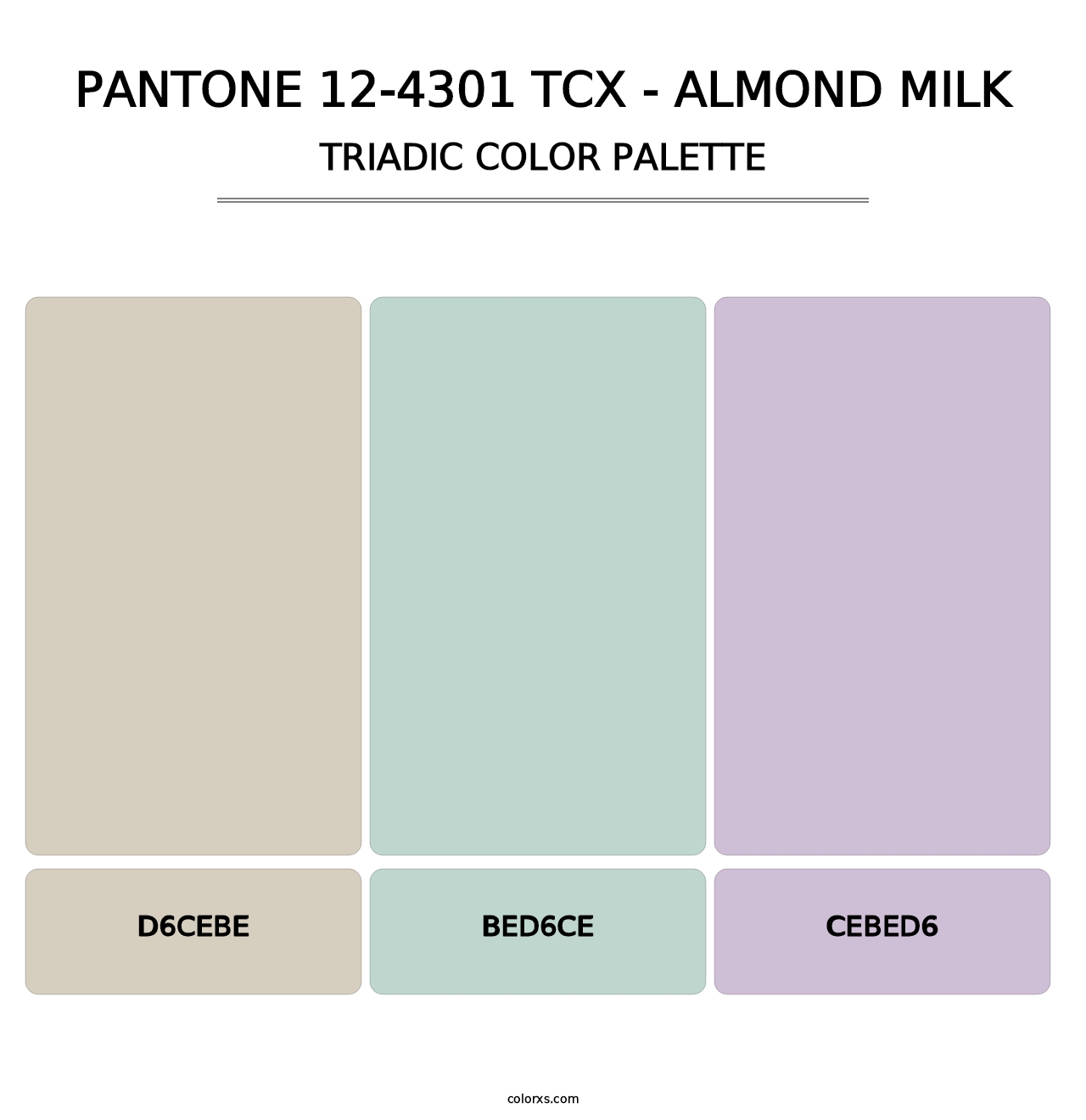 PANTONE 12-4301 TCX - Almond Milk - Triadic Color Palette