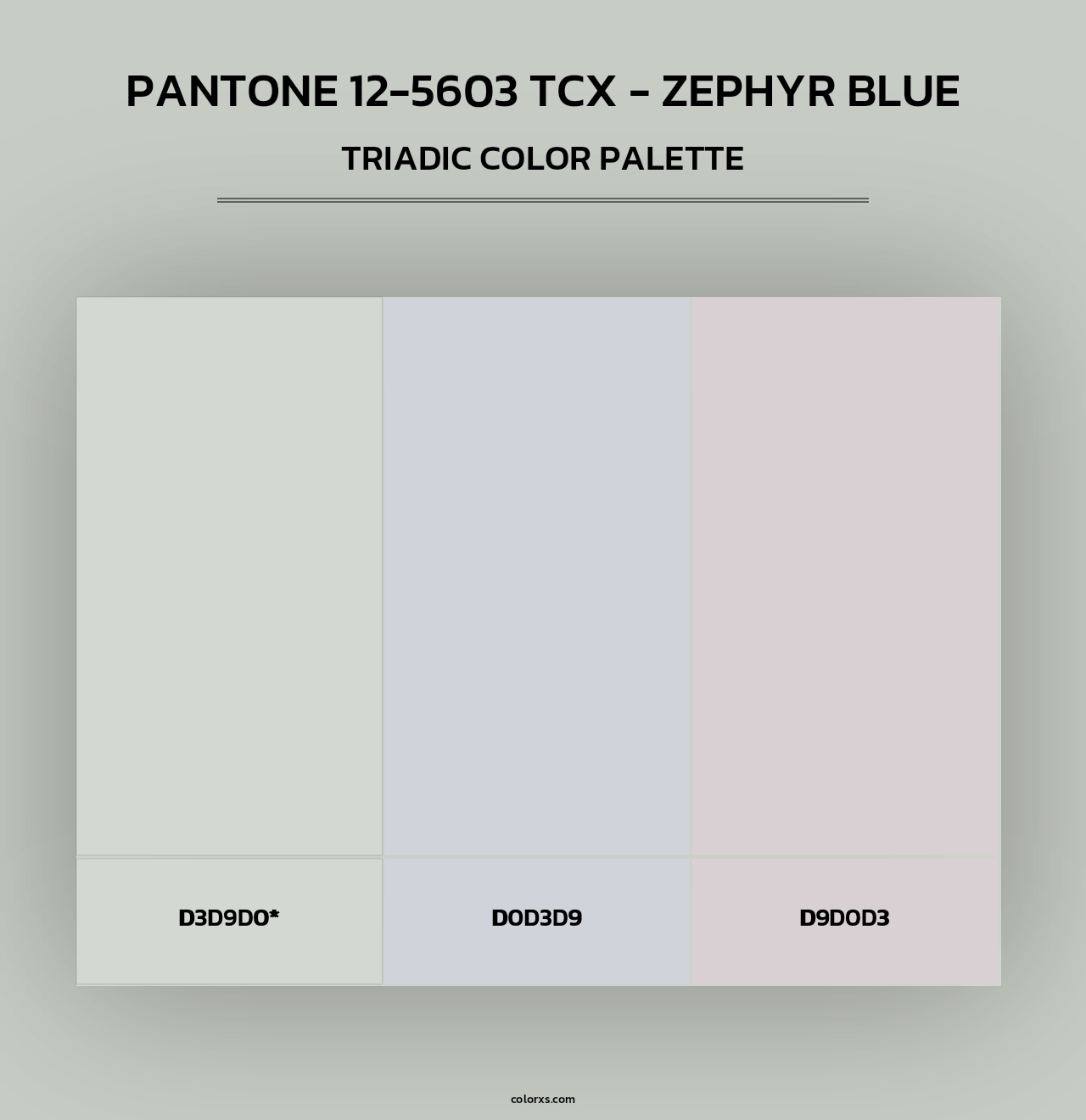 PANTONE 12-5603 TCX - Zephyr Blue - Triadic Color Palette