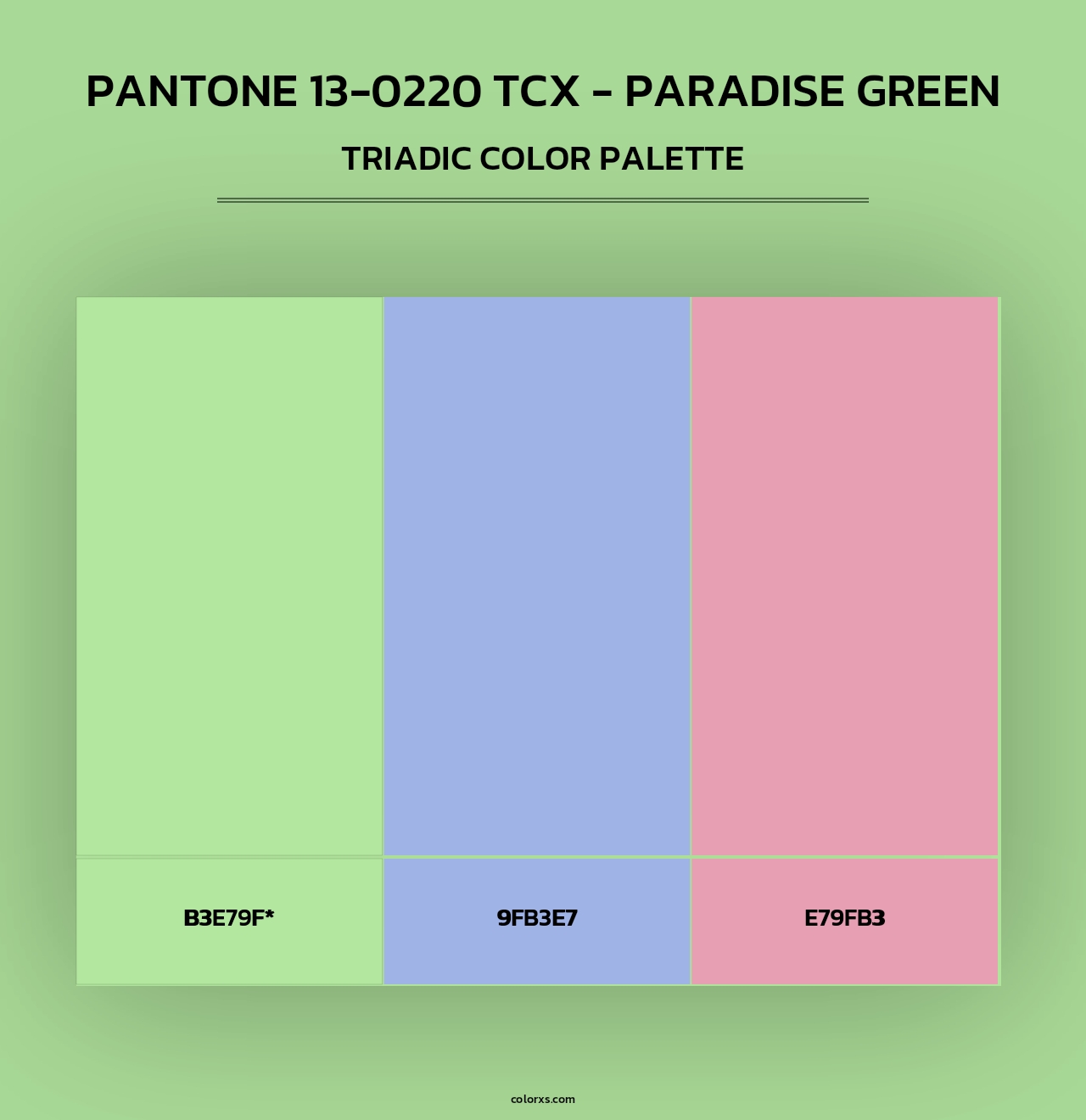 PANTONE 13-0220 TCX - Paradise Green - Triadic Color Palette