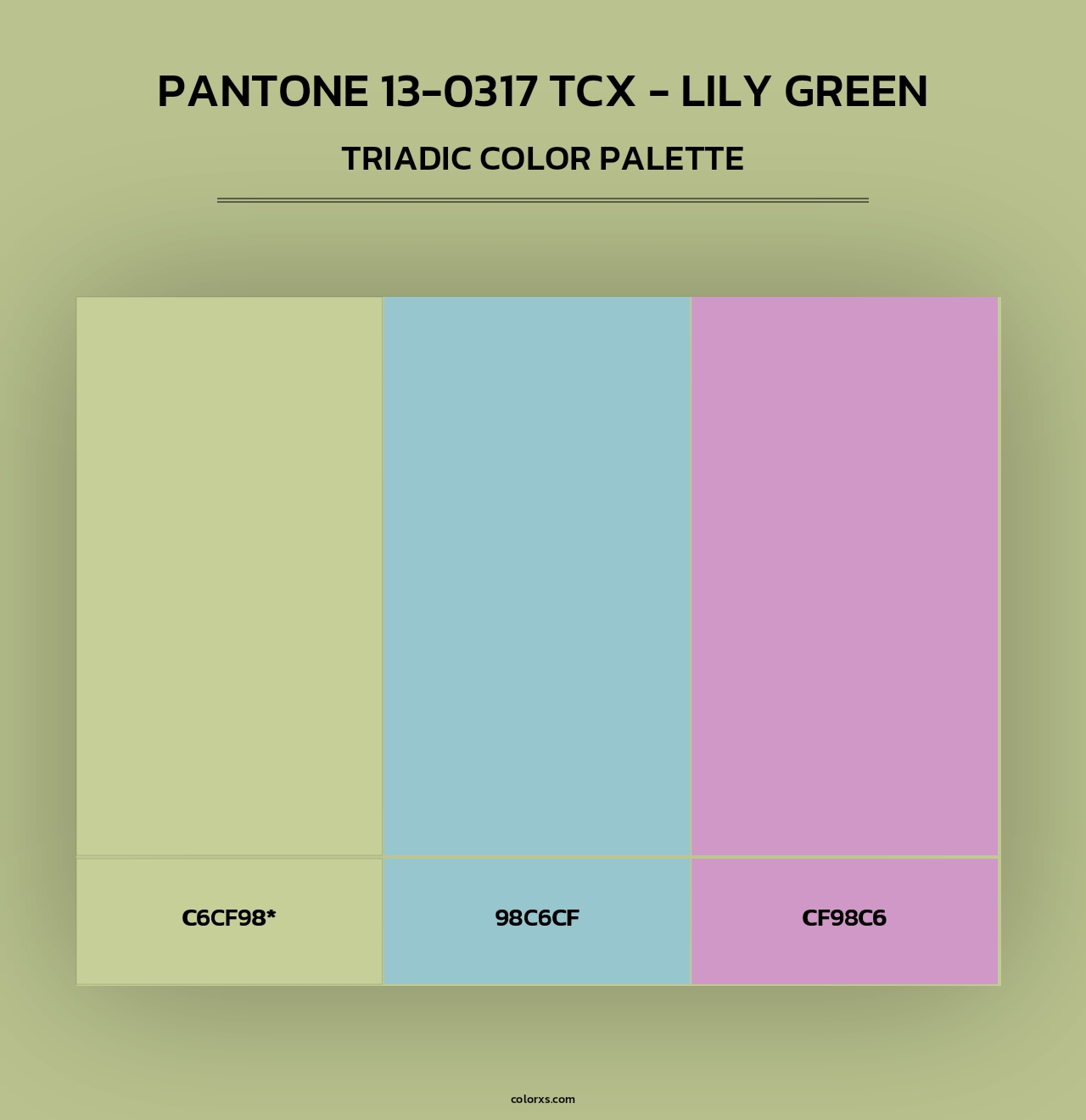 PANTONE 13-0317 TCX - Lily Green - Triadic Color Palette