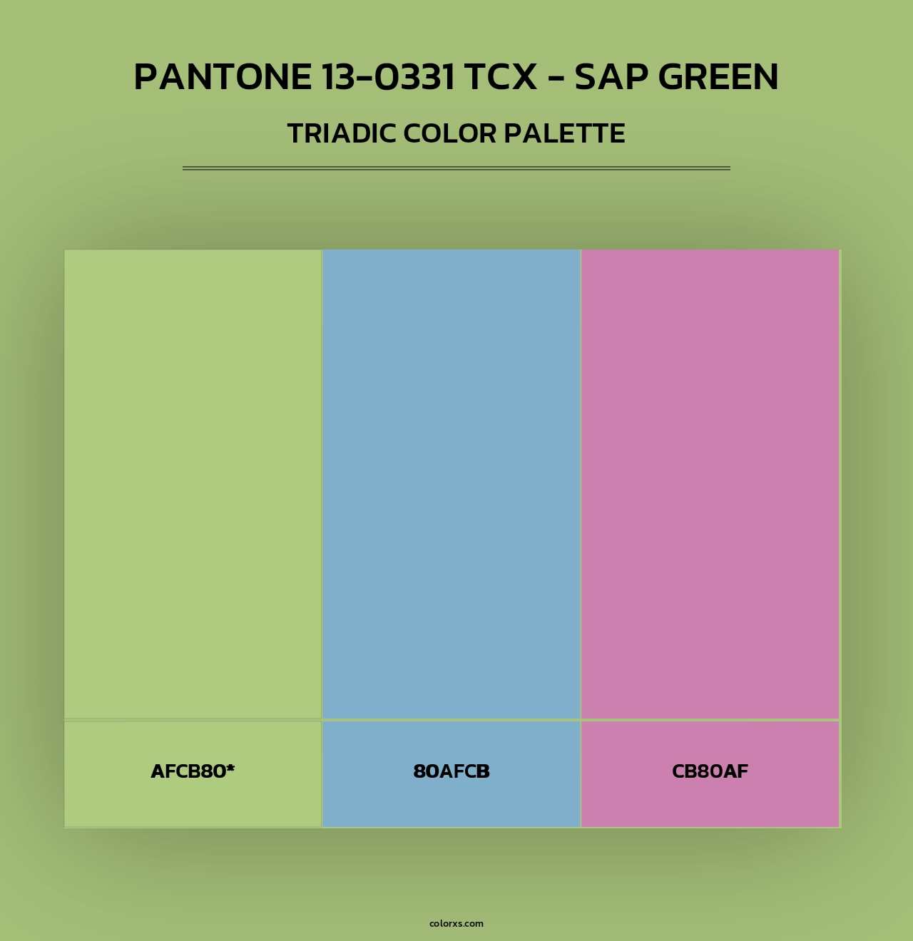 PANTONE 13-0331 TCX - Sap Green - Triadic Color Palette