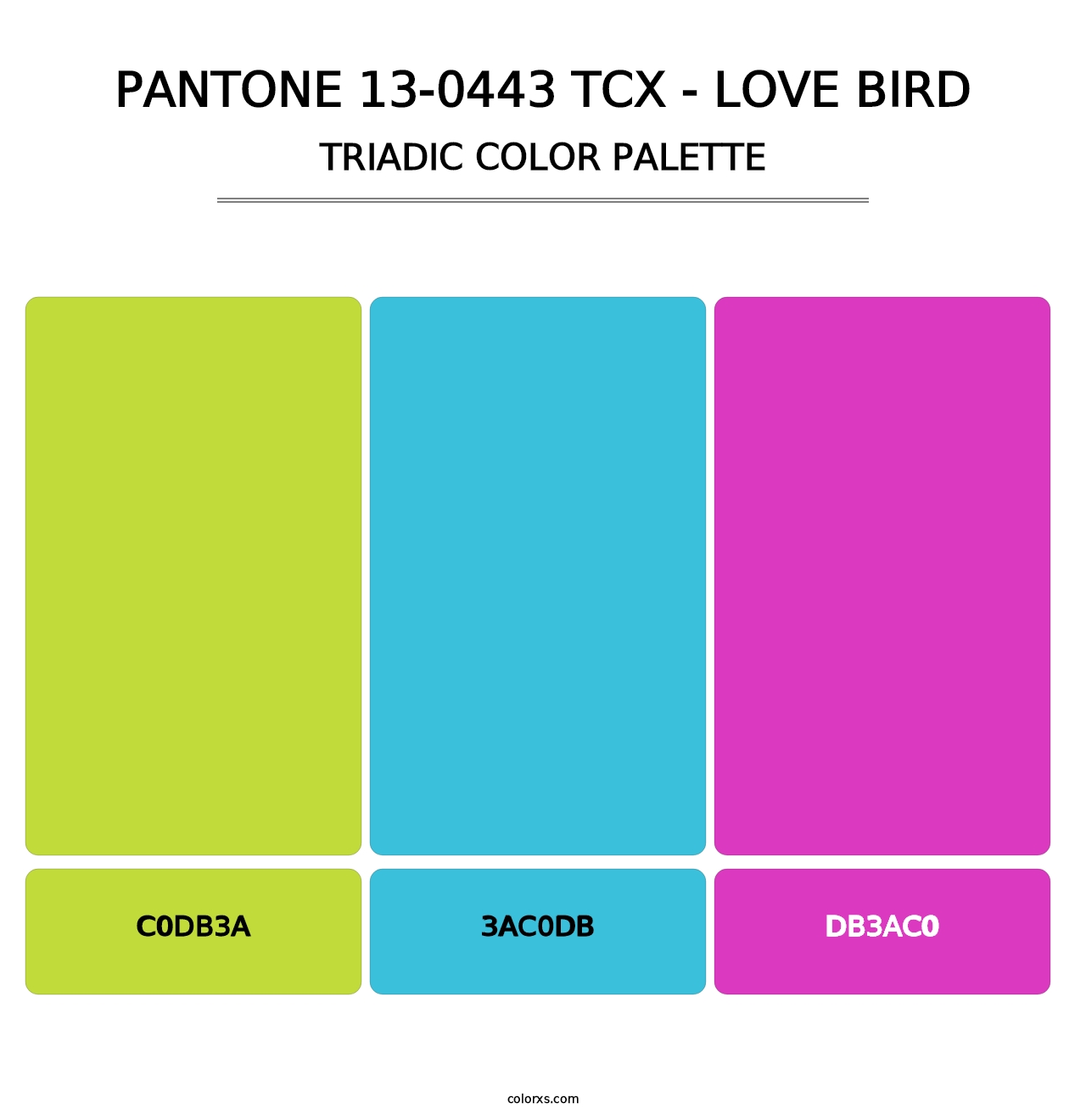 PANTONE 13-0443 TCX - Love Bird - Triadic Color Palette