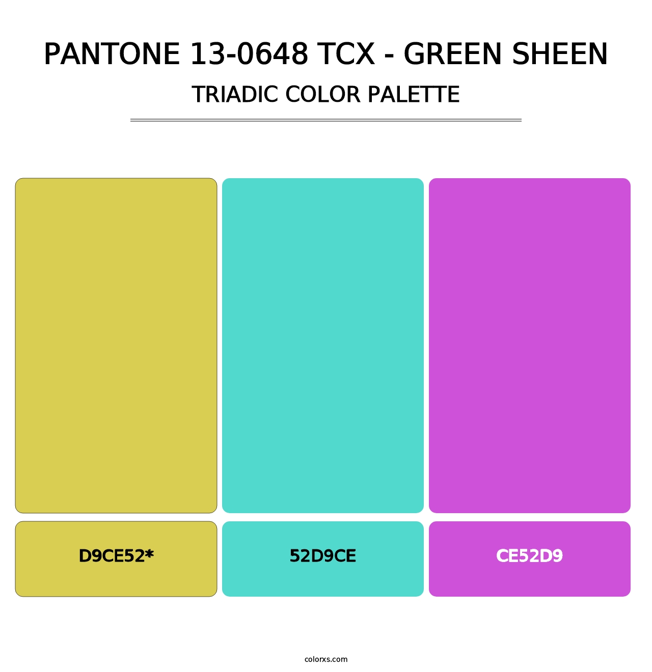 PANTONE 13-0648 TCX - Green Sheen - Triadic Color Palette