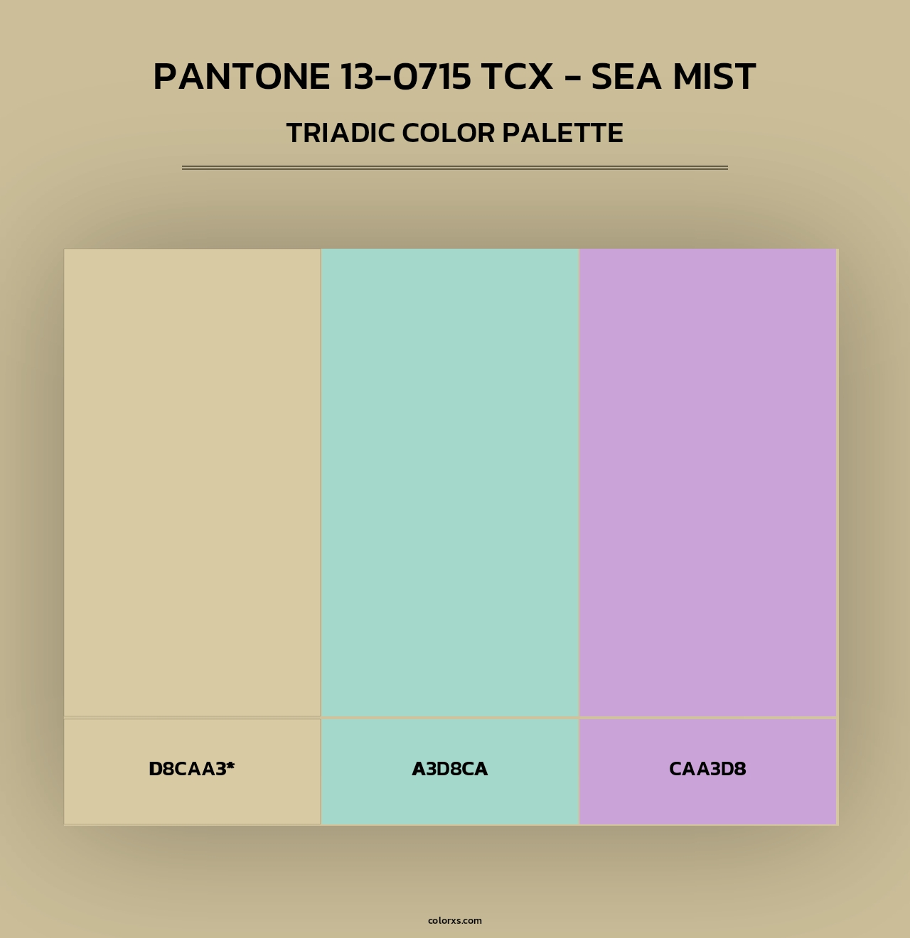 PANTONE 13-0715 TCX - Sea Mist - Triadic Color Palette
