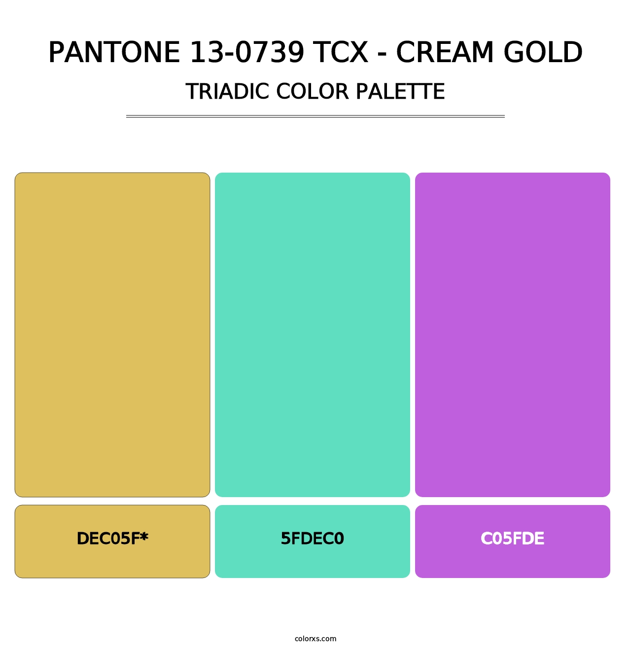 PANTONE 13-0739 TCX - Cream Gold - Triadic Color Palette