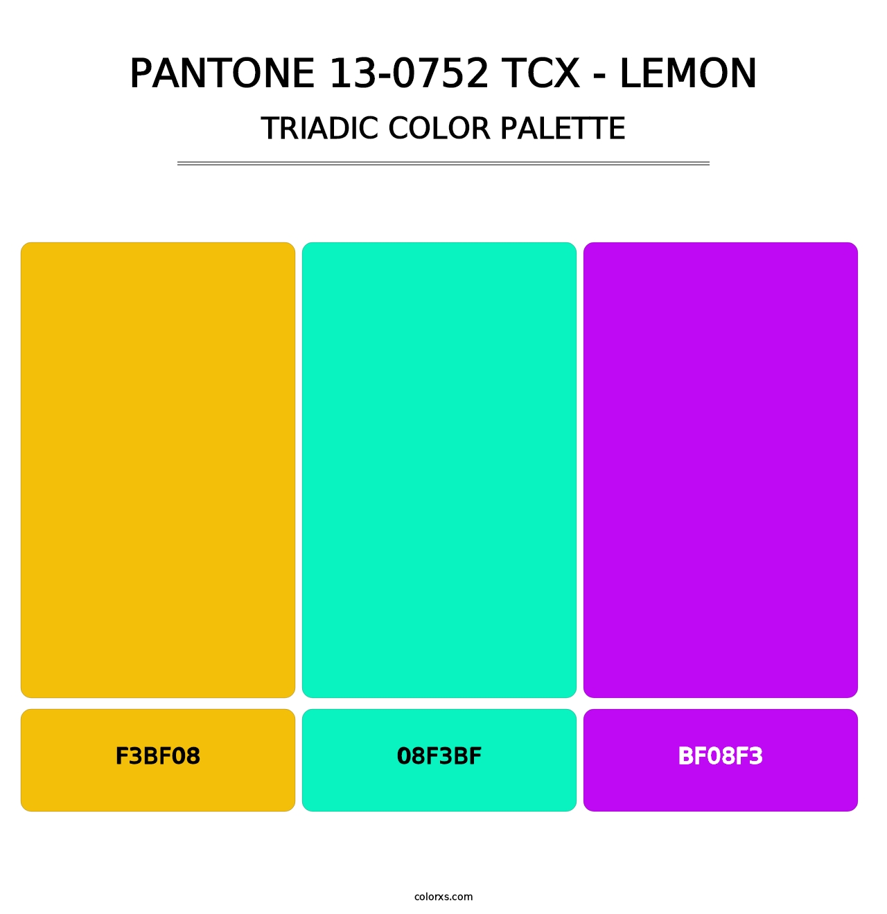 PANTONE 13-0752 TCX - Lemon - Triadic Color Palette