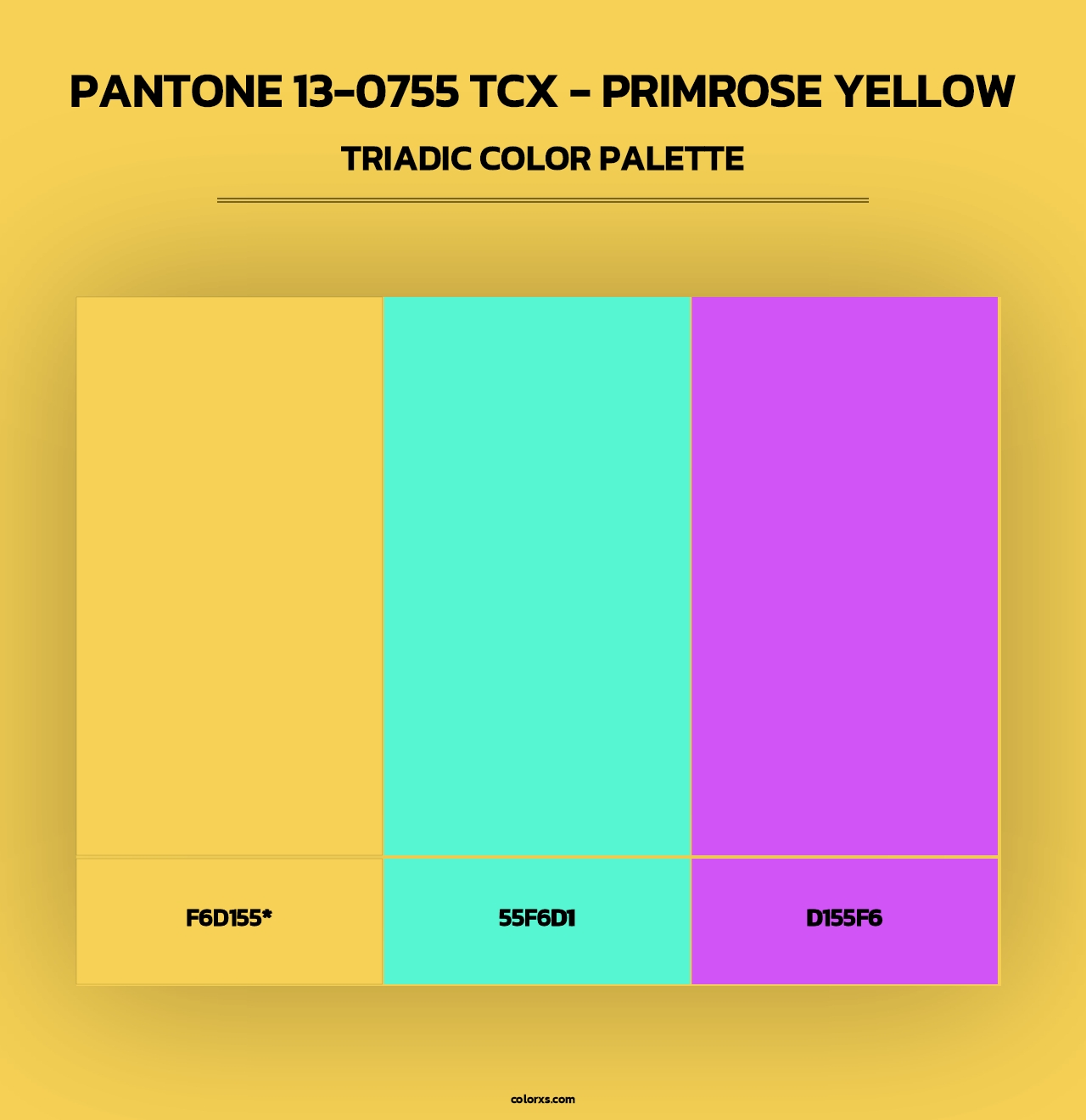 PANTONE 13-0755 TCX - Primrose Yellow - Triadic Color Palette