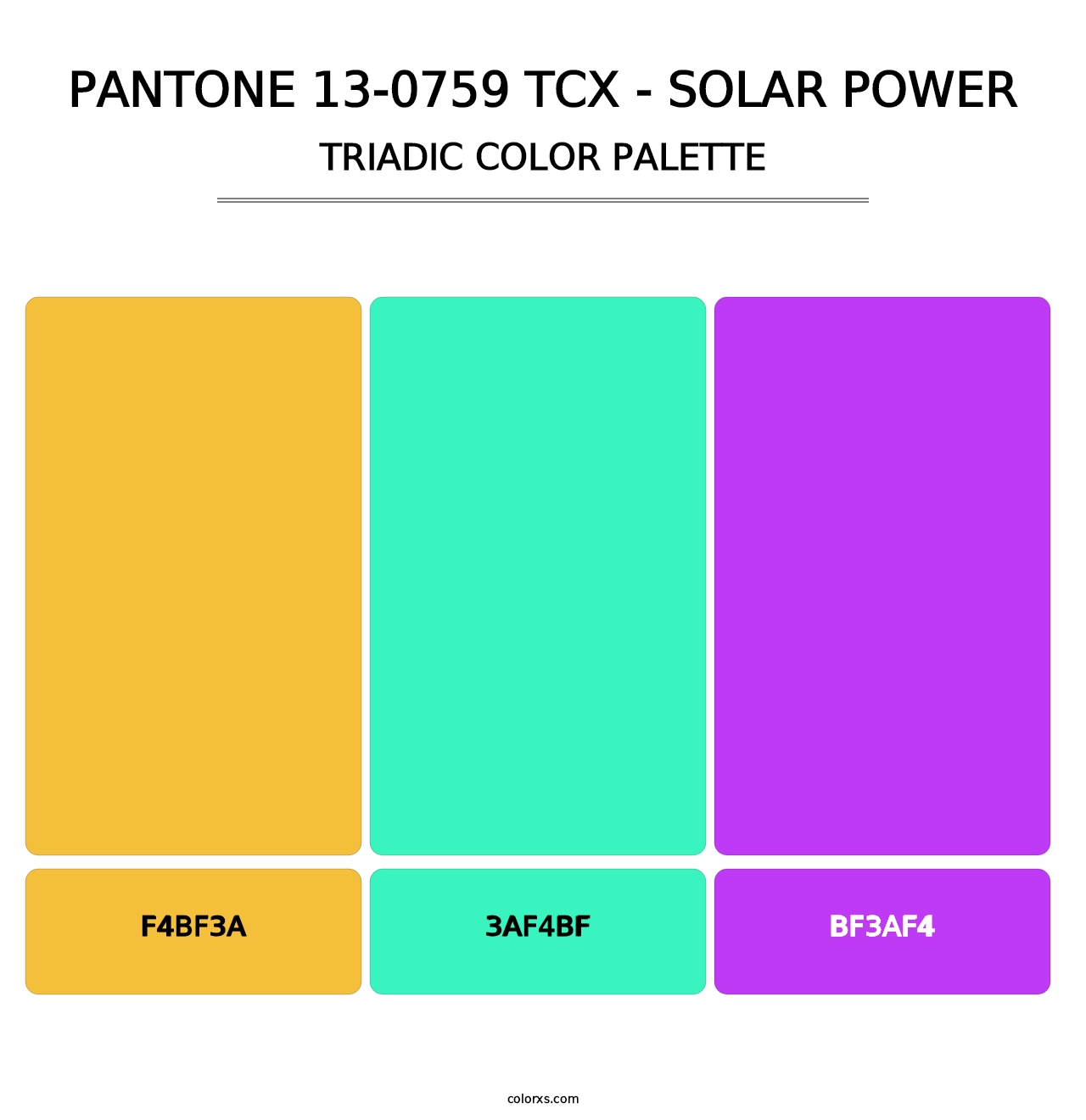 PANTONE 13-0759 TCX - Solar Power - Triadic Color Palette