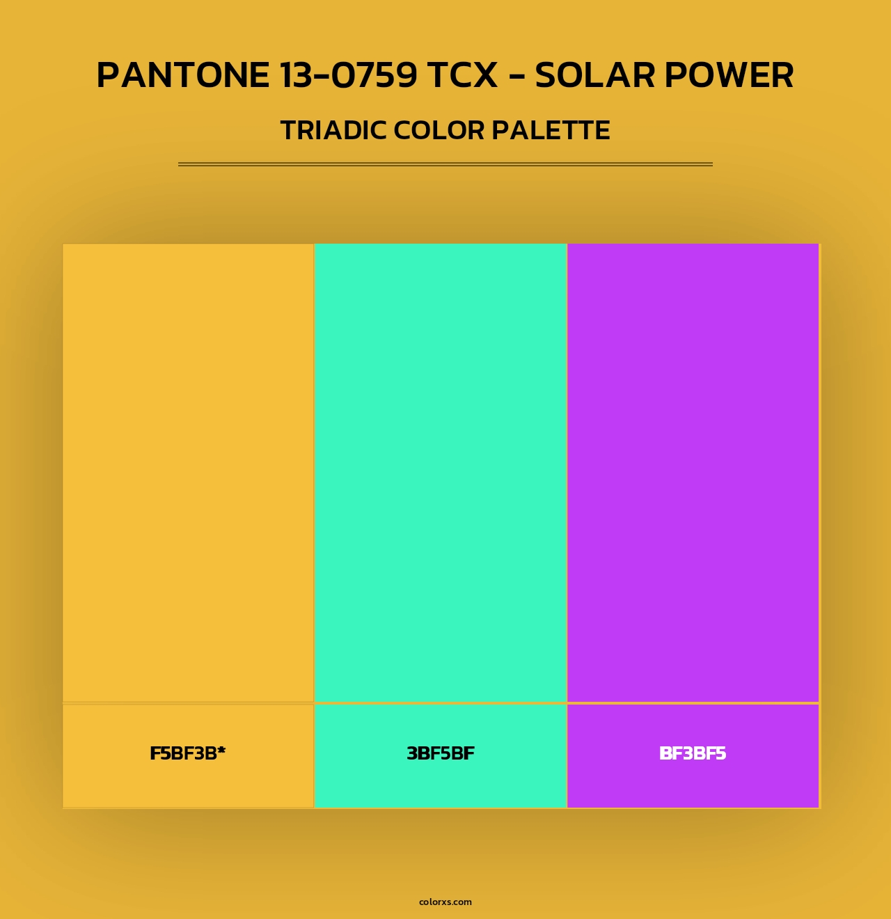 PANTONE 13-0759 TCX - Solar Power - Triadic Color Palette