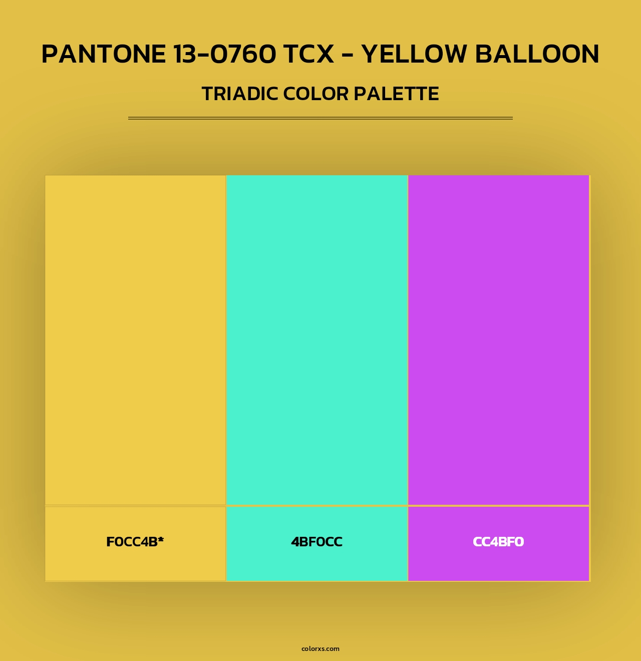 PANTONE 13-0760 TCX - Yellow Balloon - Triadic Color Palette