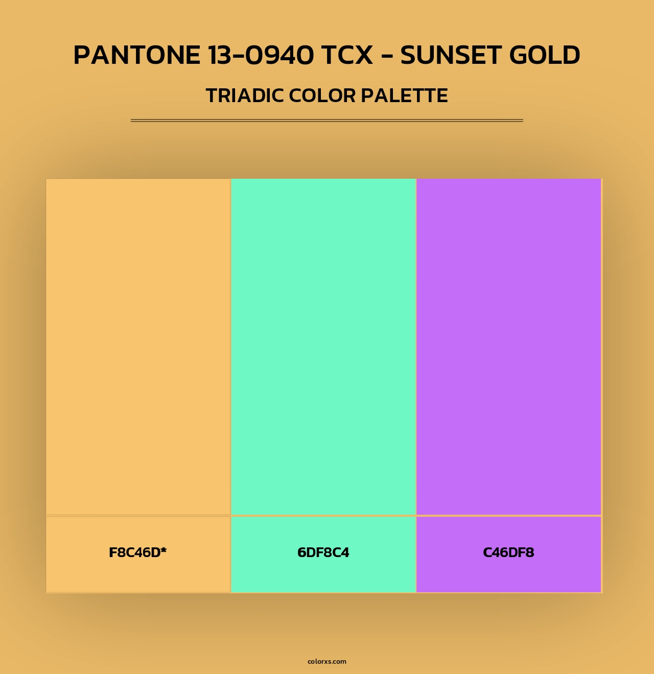 PANTONE 13-0940 TCX - Sunset Gold - Triadic Color Palette
