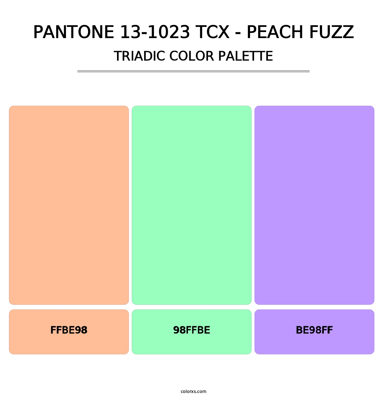 PANTONE 13-1023 TCX - Peach Fuzz - Triadic Color Palette
