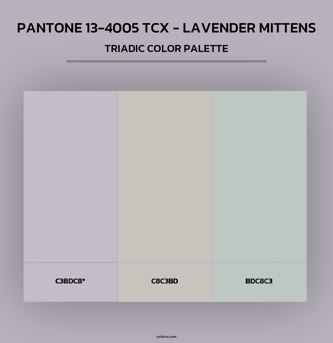 Pantone 13-4005 TCX - Lavender Mittens - Triadic Color Palette