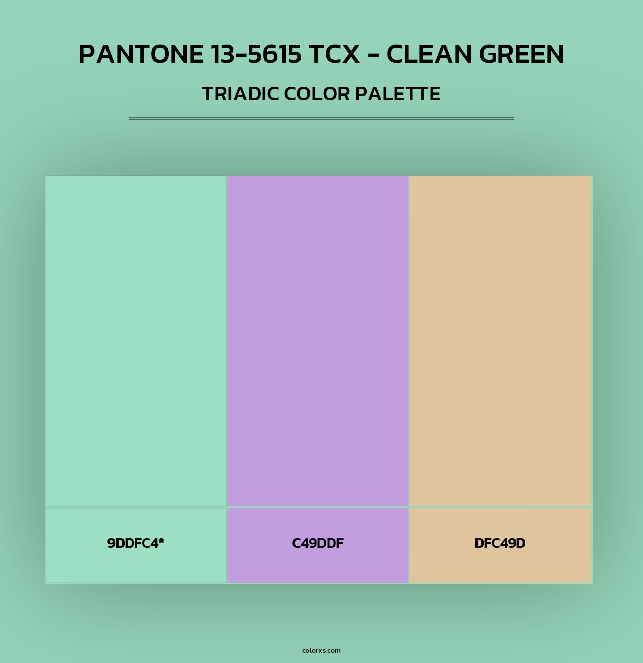 PANTONE 13-5615 TCX - Clean Green - Triadic Color Palette