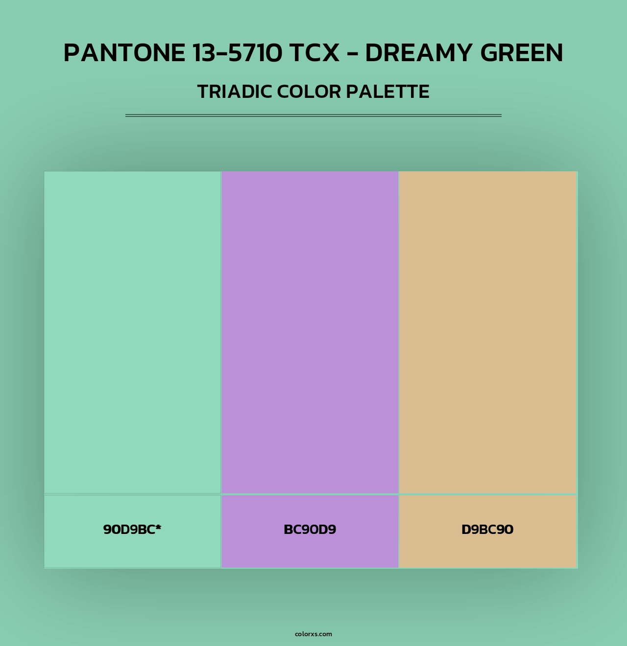 PANTONE 13-5710 TCX - Dreamy Green - Triadic Color Palette