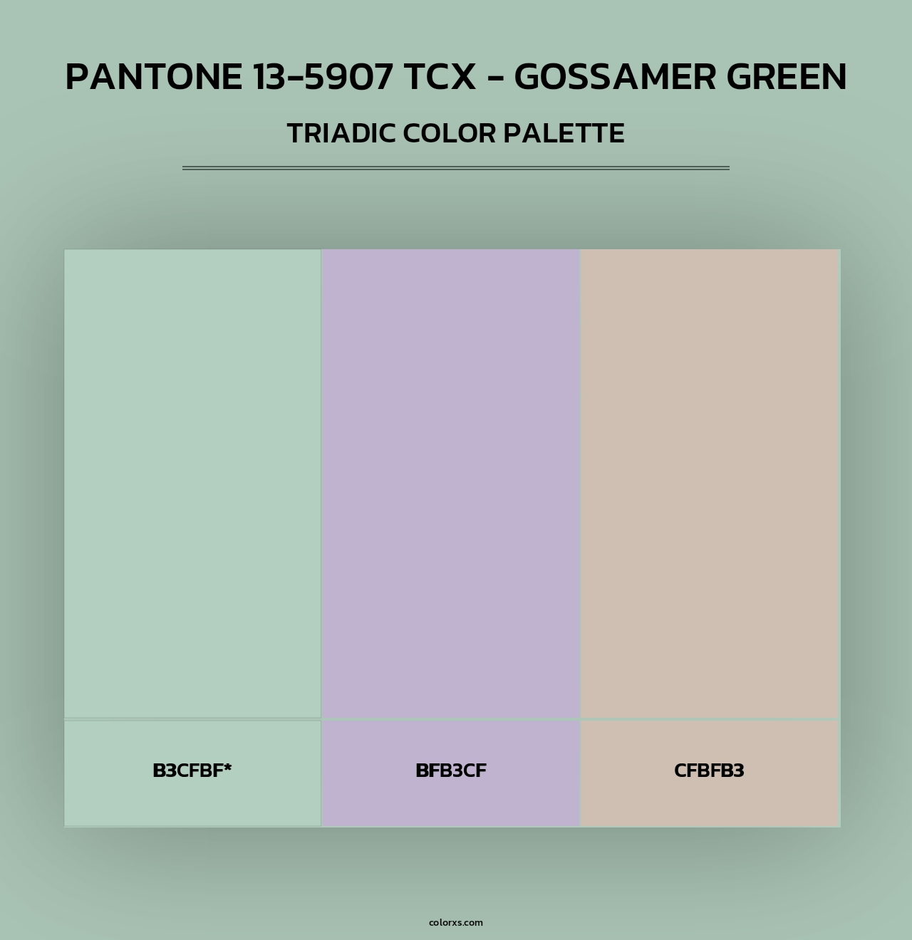PANTONE 13-5907 TCX - Gossamer Green - Triadic Color Palette