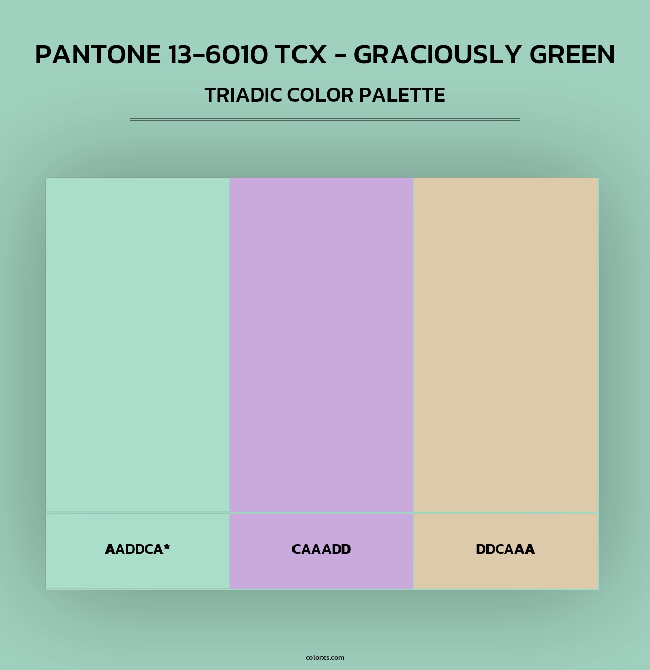 PANTONE 13-6010 TCX - Graciously Green - Triadic Color Palette