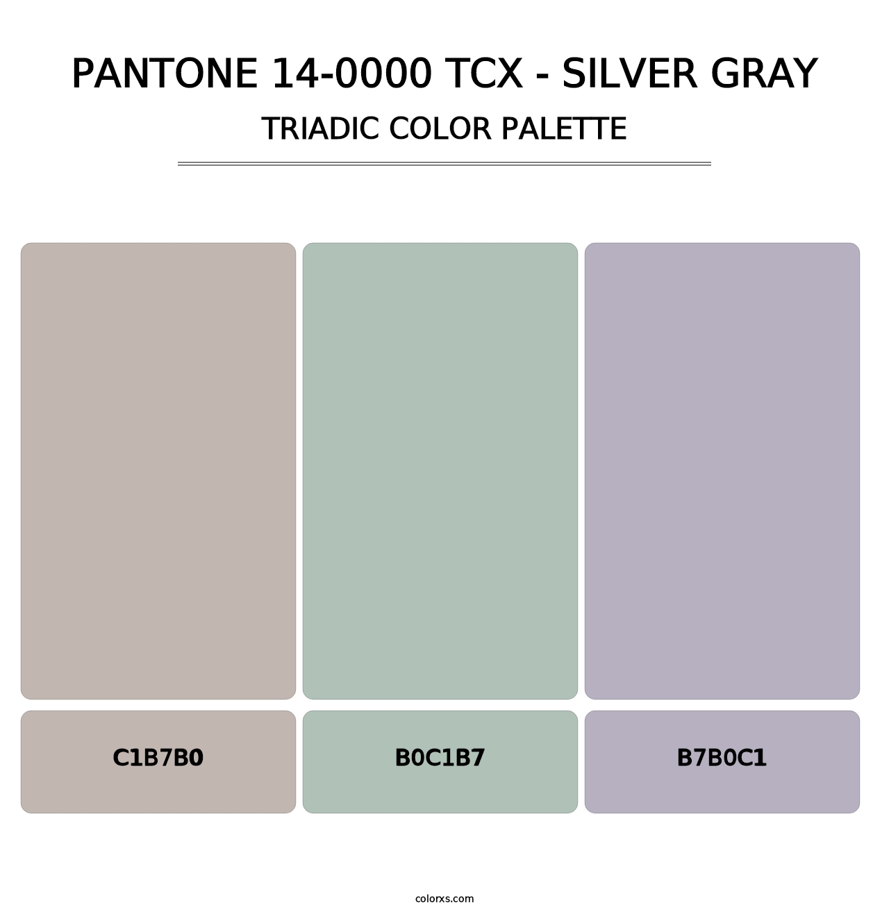 PANTONE 14-0000 TCX - Silver Gray - Triadic Color Palette
