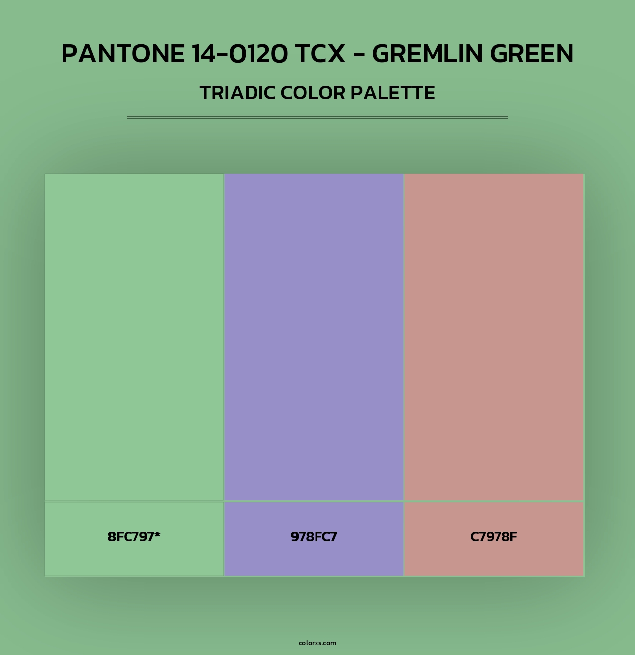 Pantone 14-0120 TCX - Gremlin Green - Triadic Color Palette