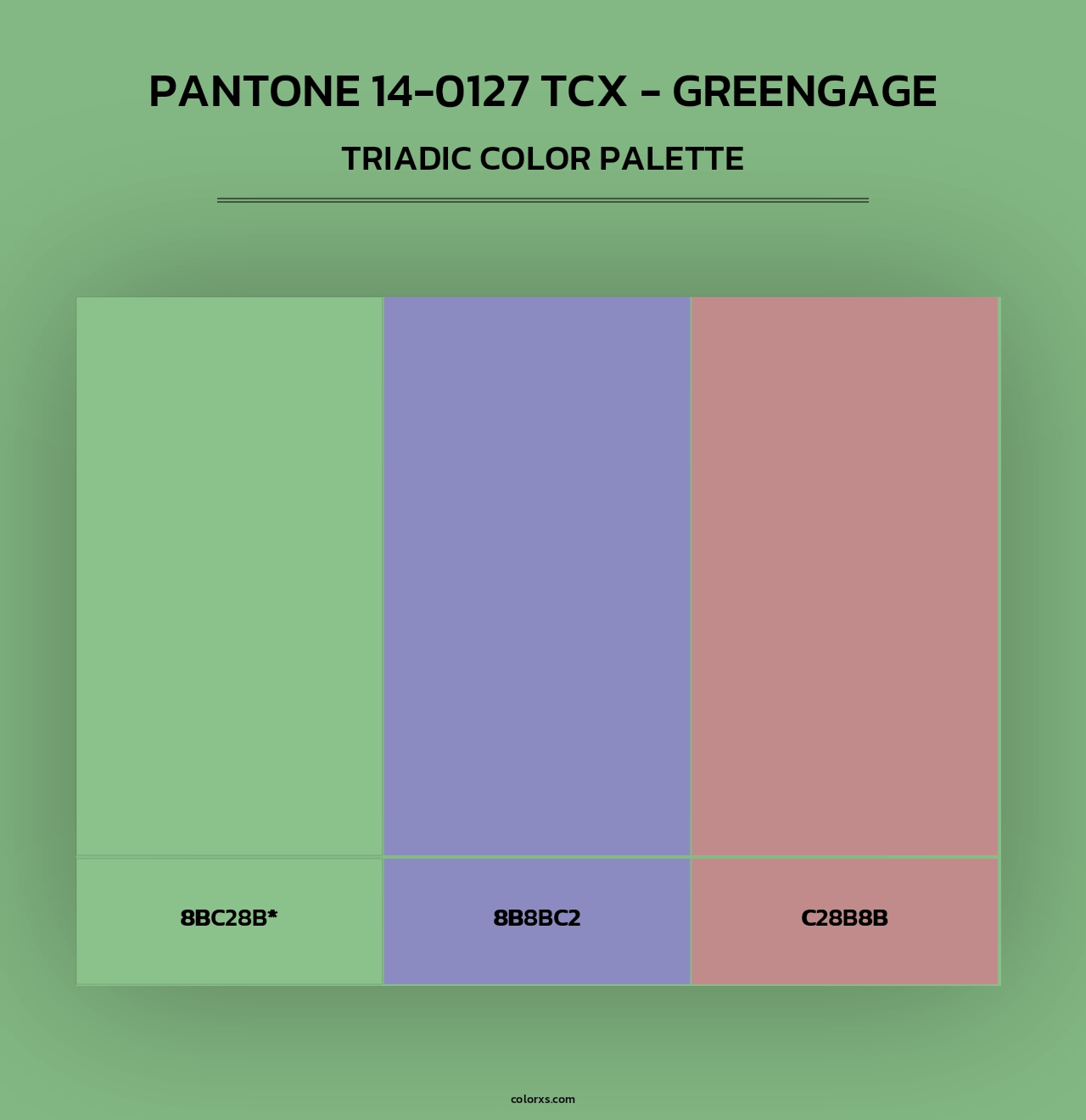 PANTONE 14-0127 TCX - Greengage - Triadic Color Palette
