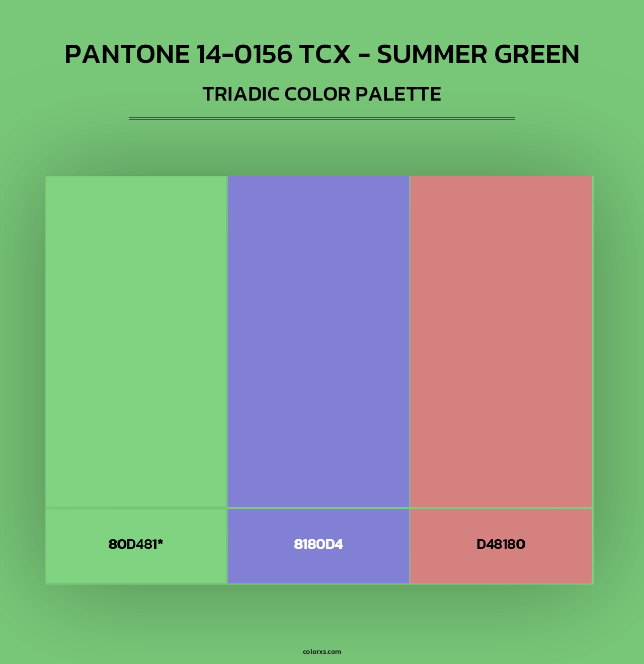 PANTONE 14-0156 TCX - Summer Green - Triadic Color Palette