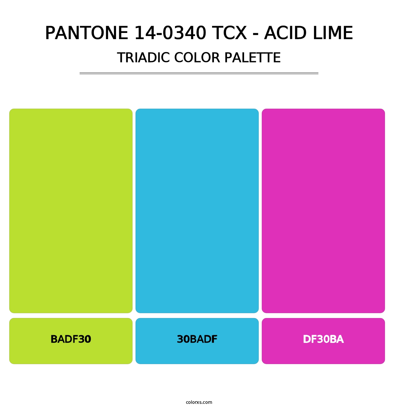 PANTONE 14-0340 TCX - Acid Lime - Triadic Color Palette
