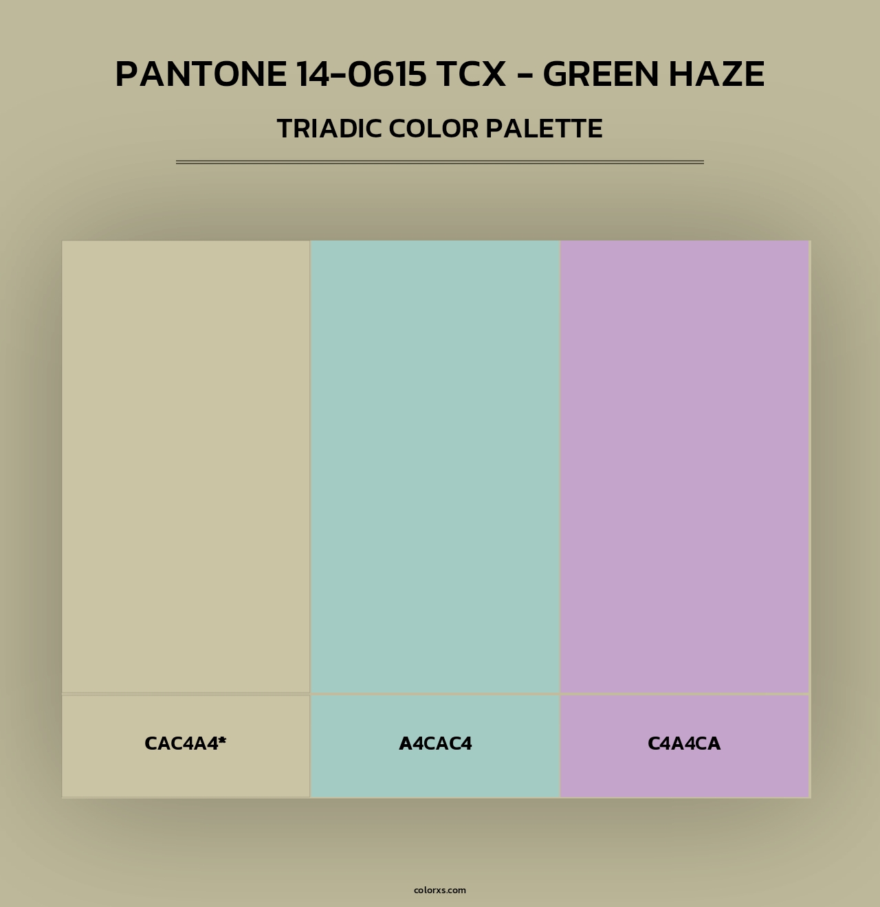 PANTONE 14-0615 TCX - Green Haze - Triadic Color Palette