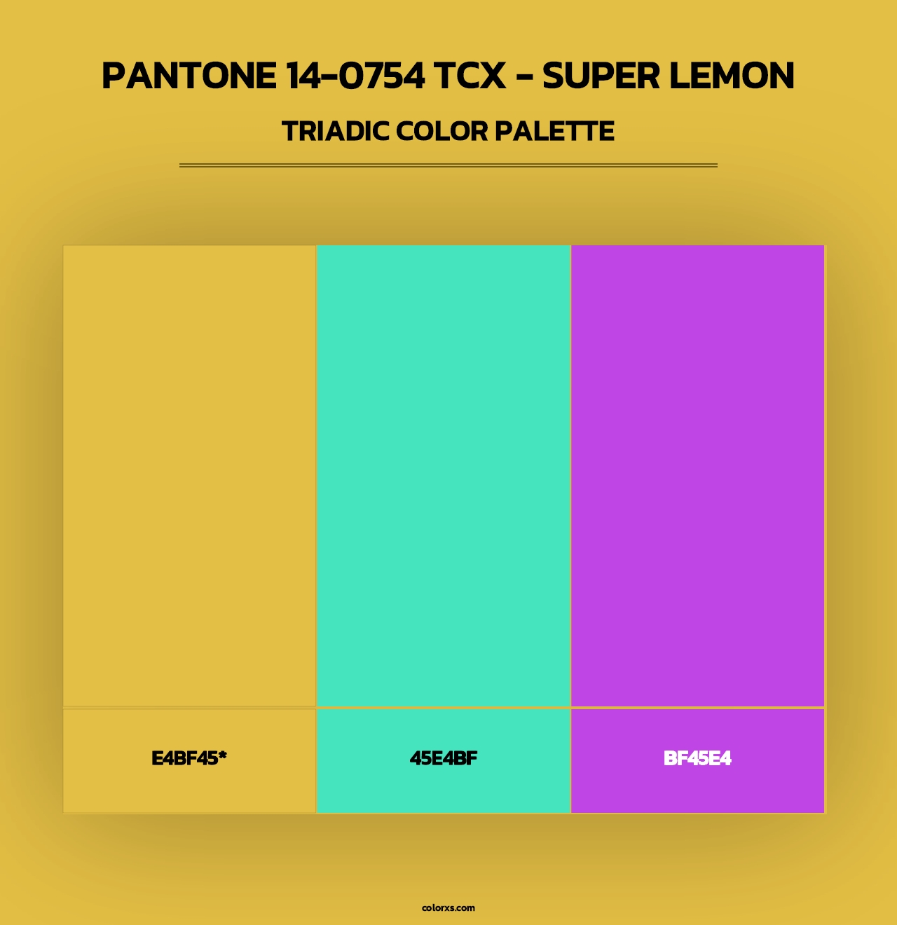 PANTONE 14-0754 TCX - Super Lemon - Triadic Color Palette