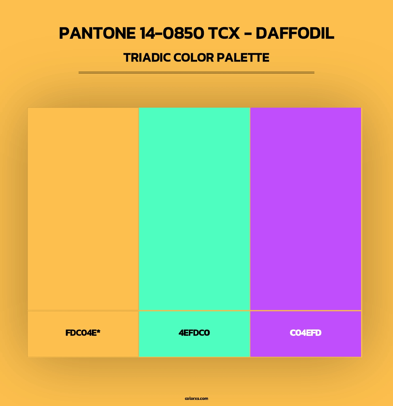 PANTONE 14-0850 TCX - Daffodil - Triadic Color Palette
