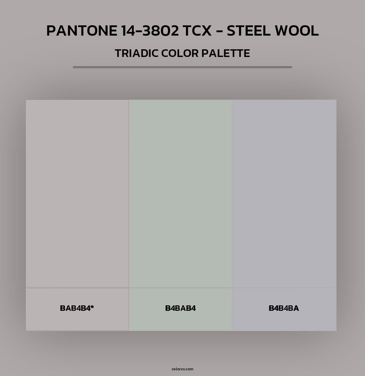 PANTONE 14-3802 TCX - Steel Wool - Triadic Color Palette