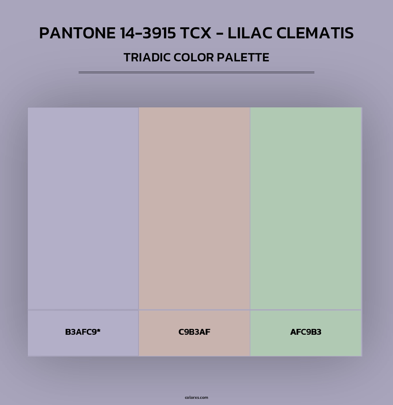 PANTONE 14-3915 TCX - Lilac Clematis - Triadic Color Palette