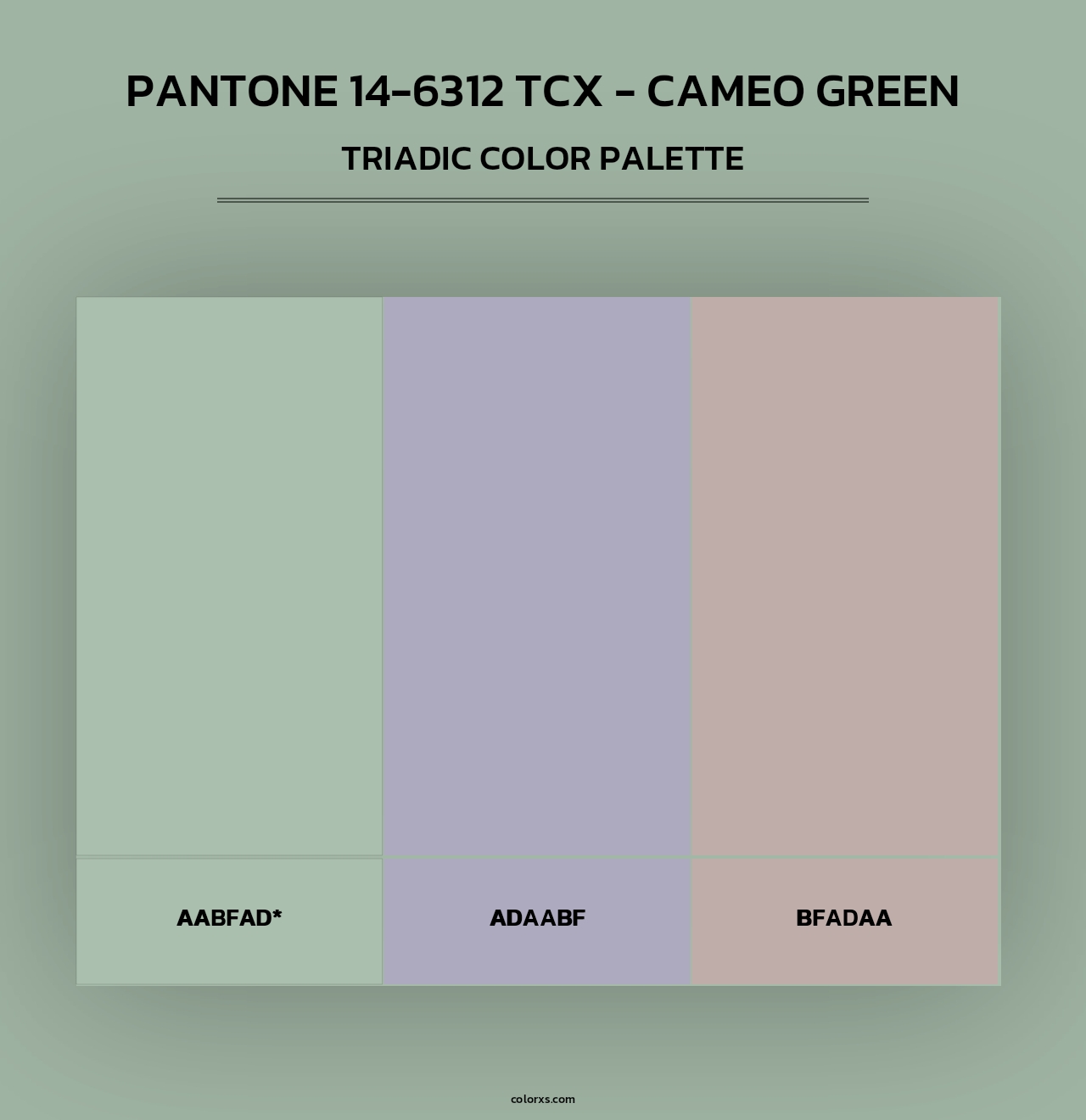 PANTONE 14-6312 TCX - Cameo Green - Triadic Color Palette