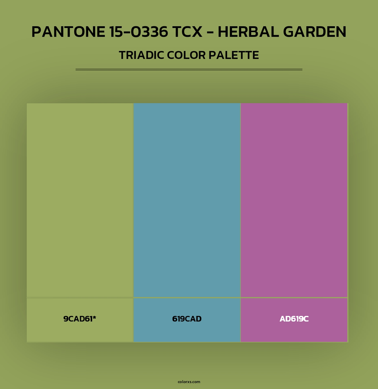 PANTONE 15-0336 TCX - Herbal Garden - Triadic Color Palette
