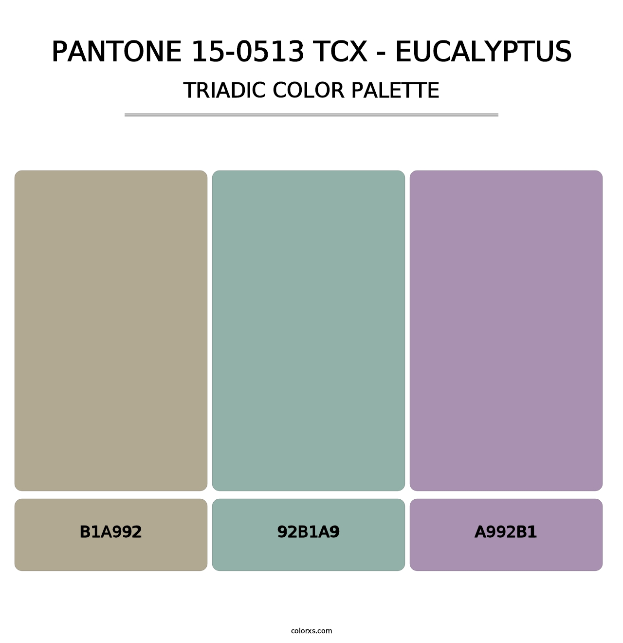 PANTONE 15-0513 TCX - Eucalyptus - Triadic Color Palette