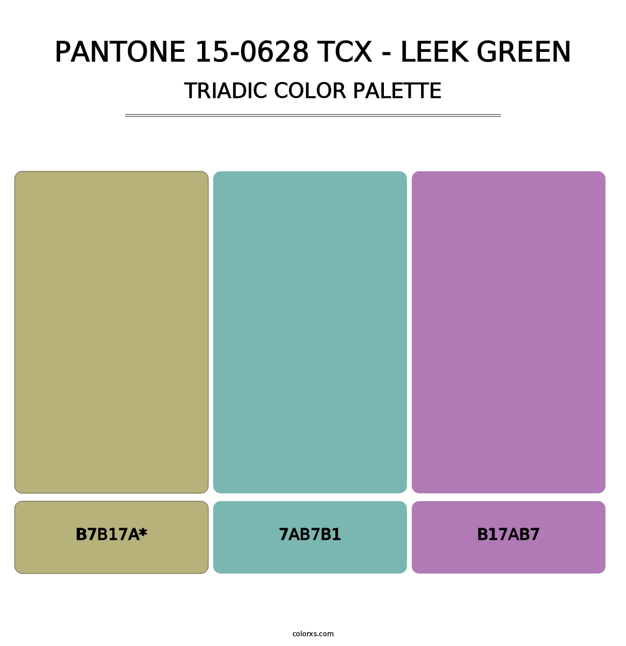 PANTONE 15-0628 TCX - Leek Green - Triadic Color Palette