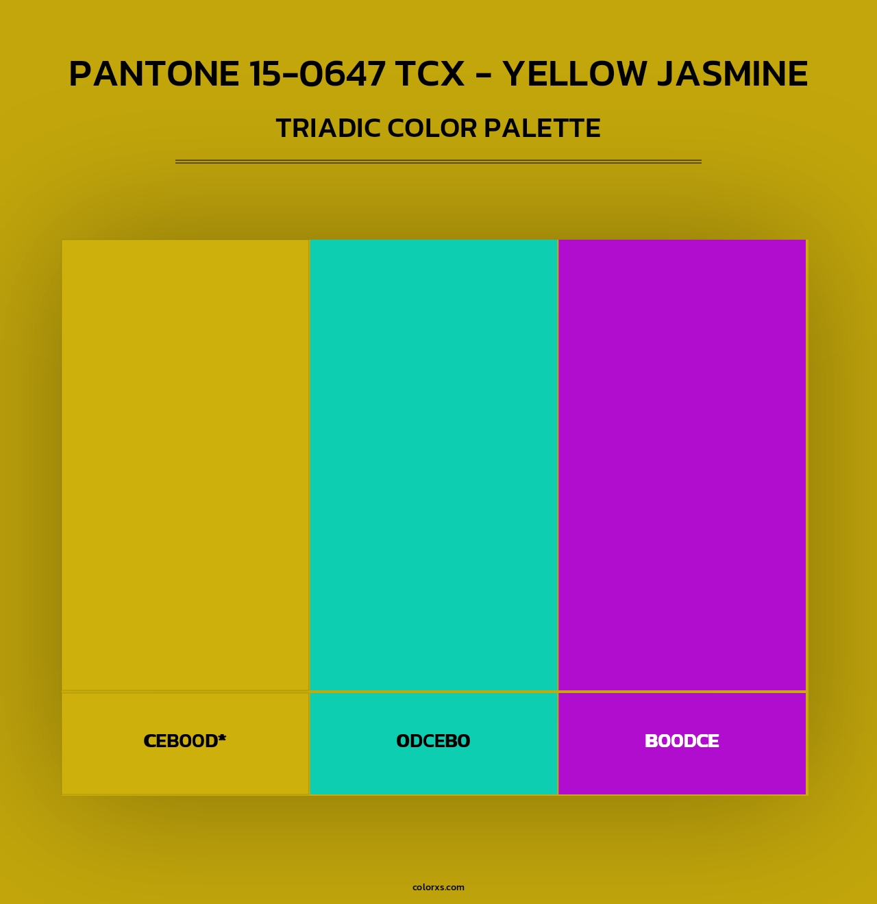 PANTONE 15-0647 TCX - Yellow Jasmine - Triadic Color Palette