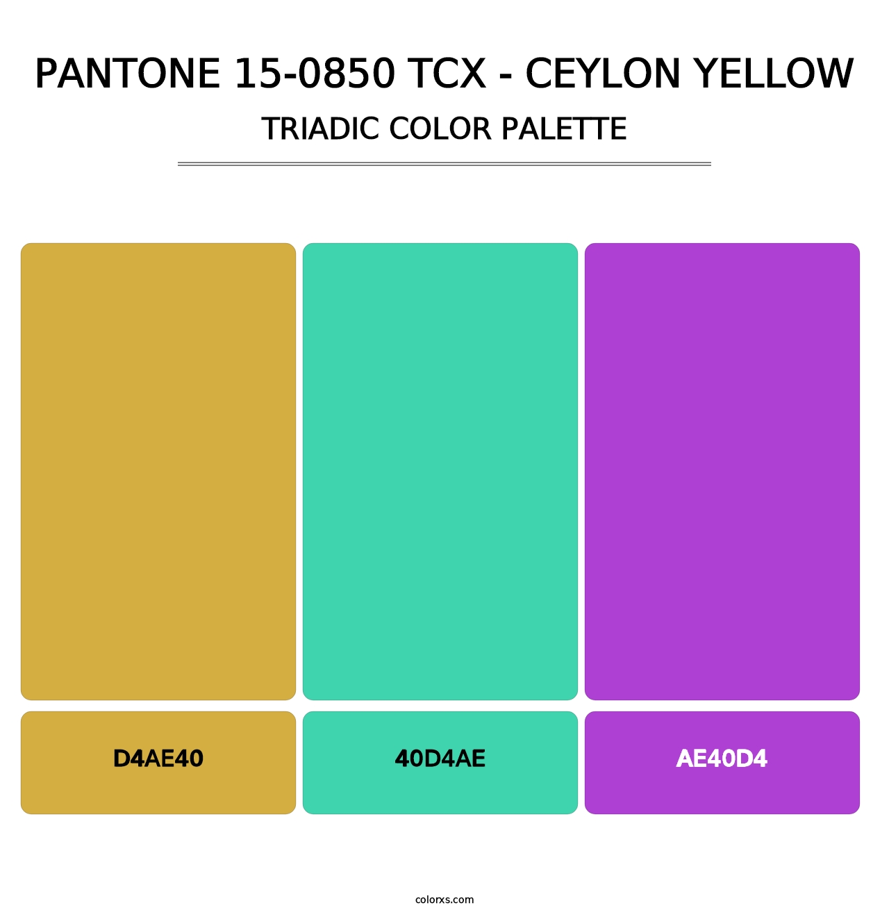 PANTONE 15-0850 TCX - Ceylon Yellow - Triadic Color Palette