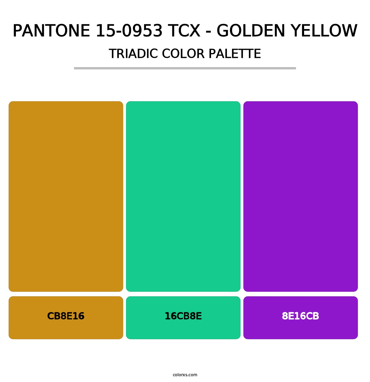 PANTONE 15-0953 TCX - Golden Yellow - Triadic Color Palette
