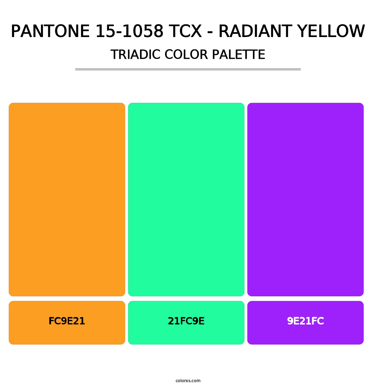 PANTONE 15-1058 TCX - Radiant Yellow - Triadic Color Palette