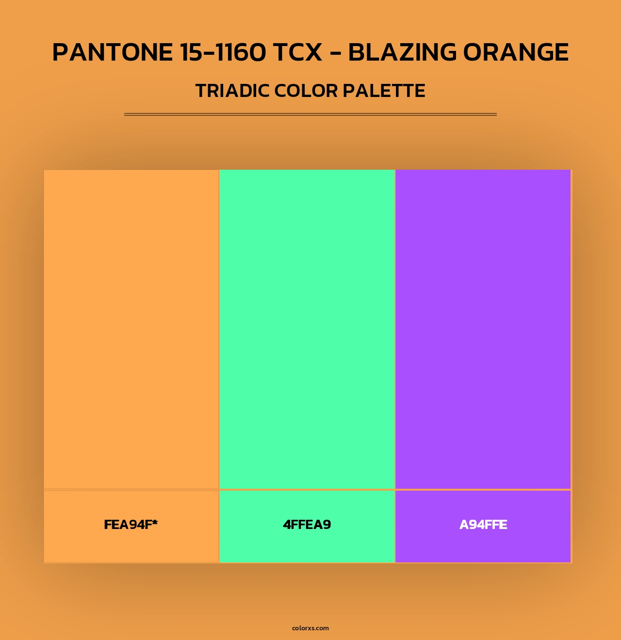 PANTONE 15-1160 TCX - Blazing Orange - Triadic Color Palette