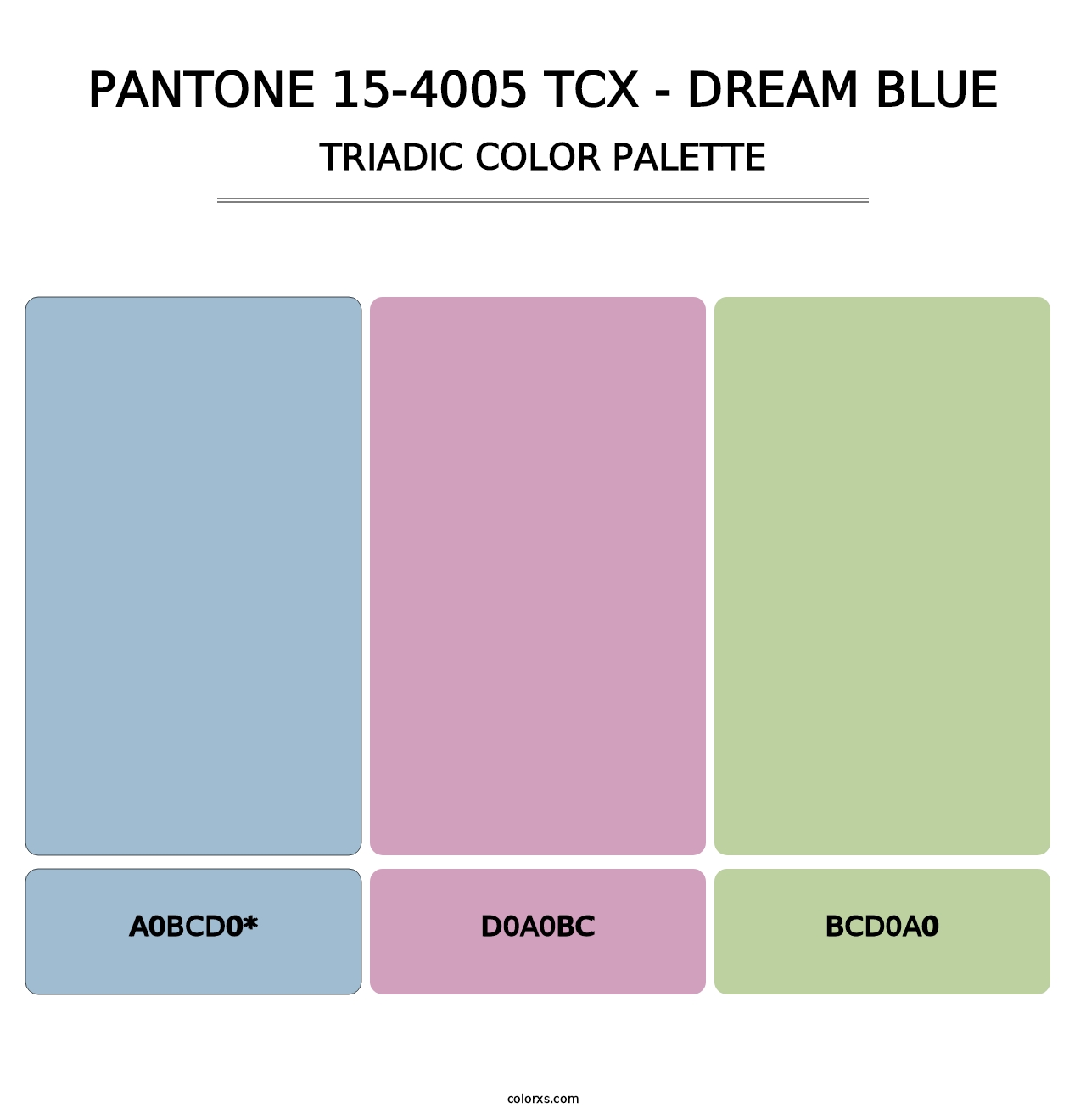 PANTONE 15-4005 TCX - Dream Blue - Triadic Color Palette