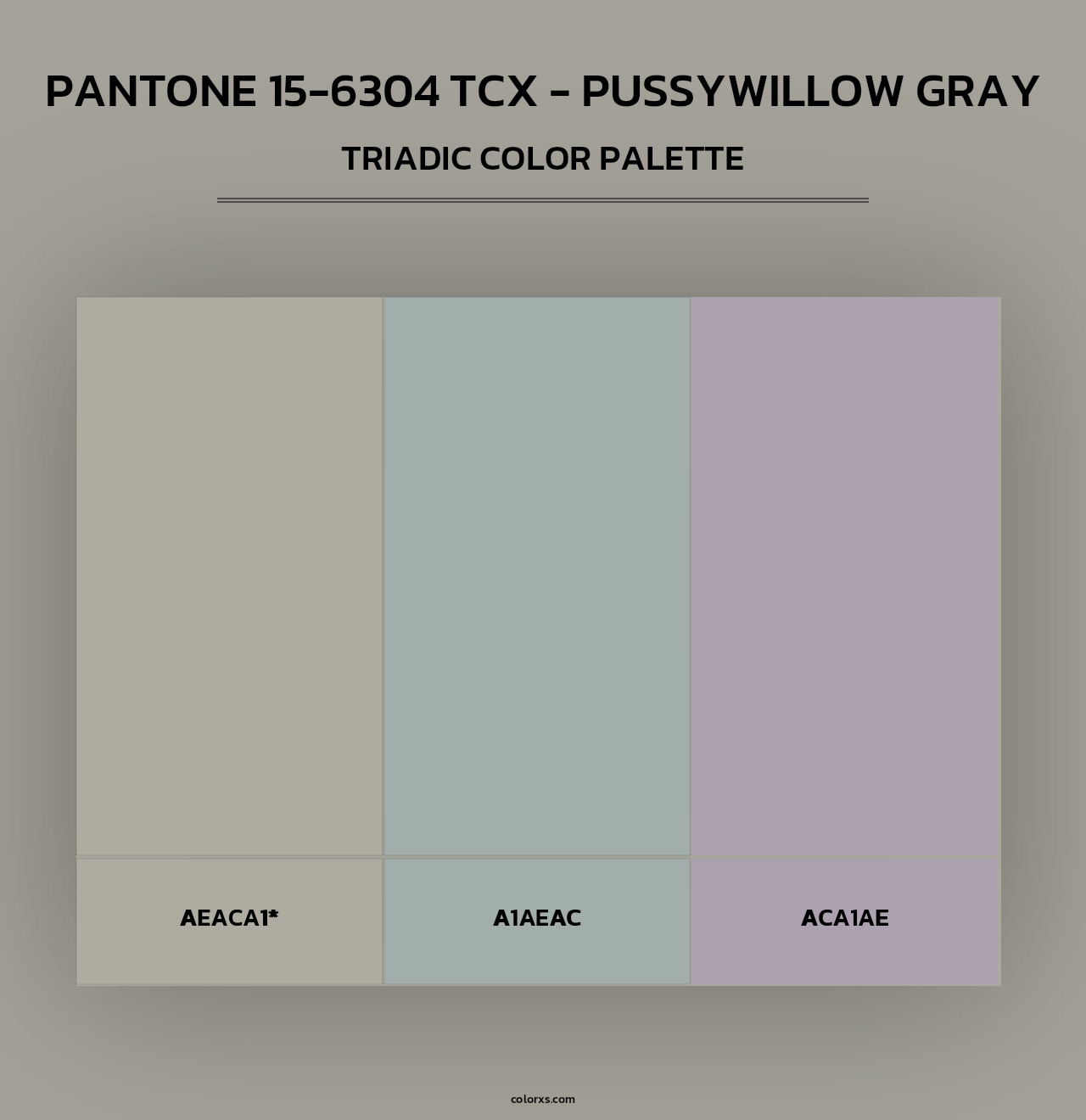 PANTONE 15-6304 TCX - Pussywillow Gray - Triadic Color Palette