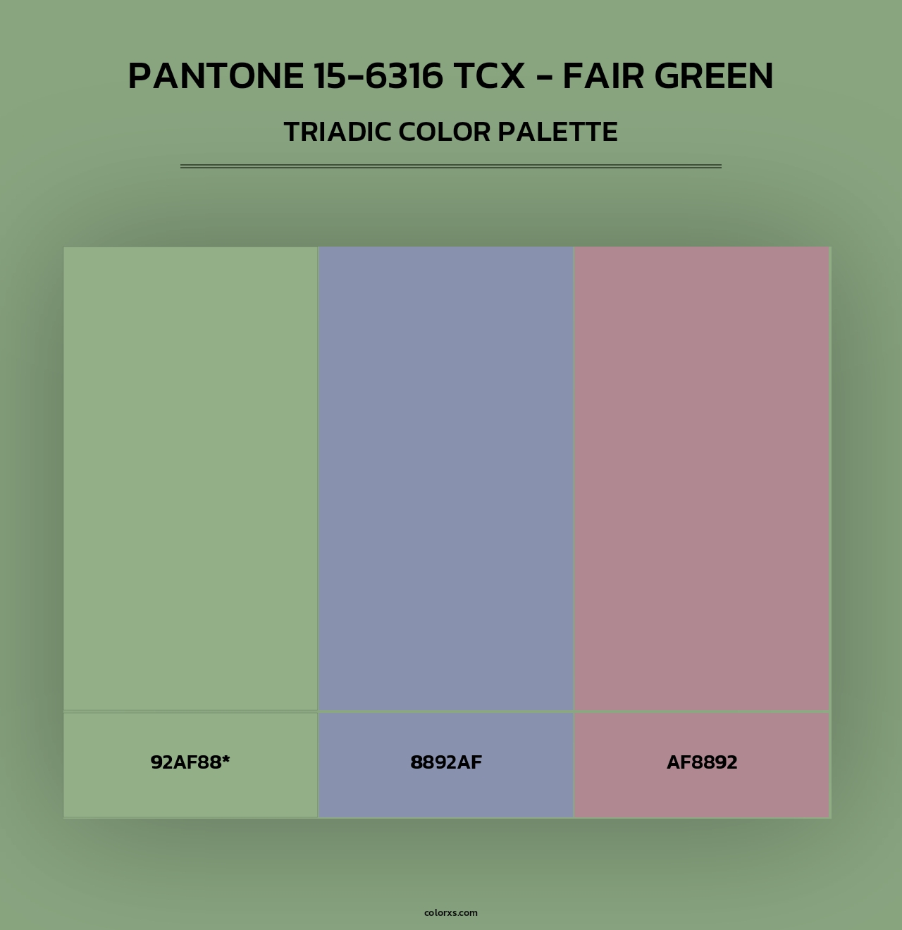PANTONE 15-6316 TCX - Fair Green - Triadic Color Palette