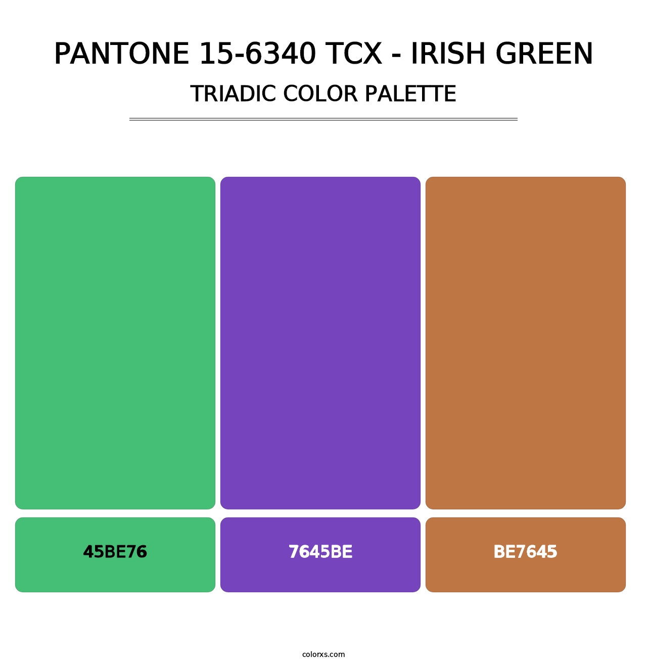 PANTONE 15-6340 TCX - Irish Green - Triadic Color Palette
