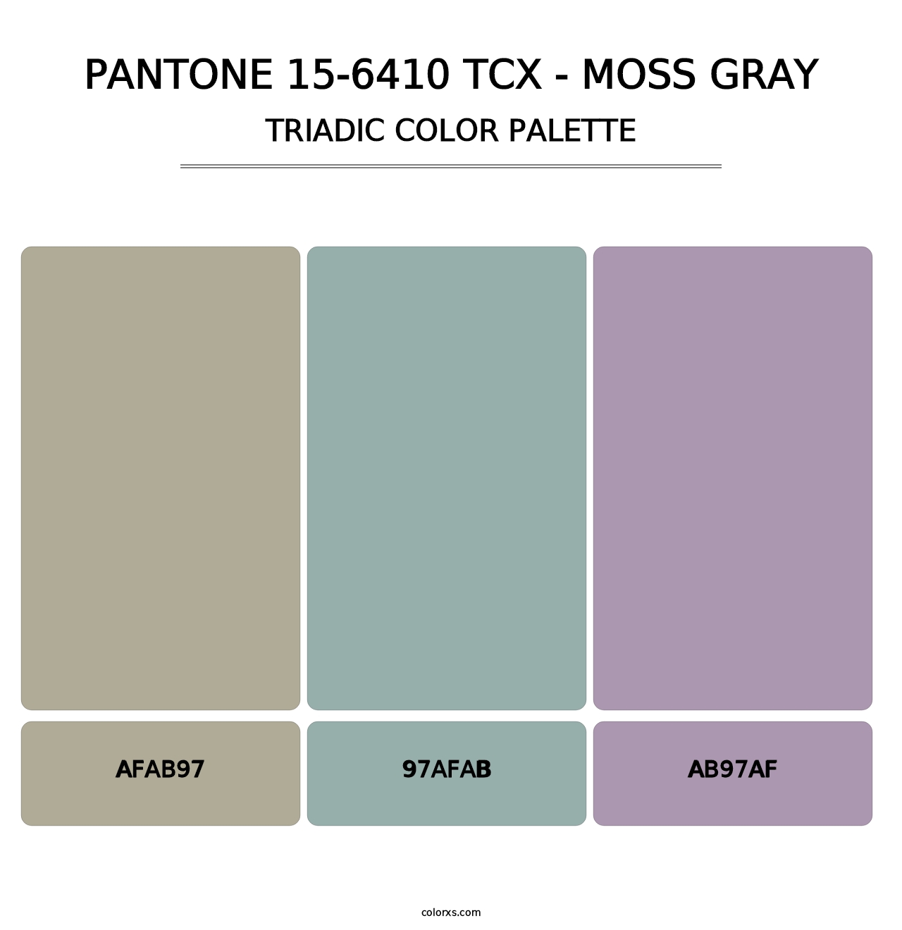 PANTONE 15-6410 TCX - Moss Gray - Triadic Color Palette