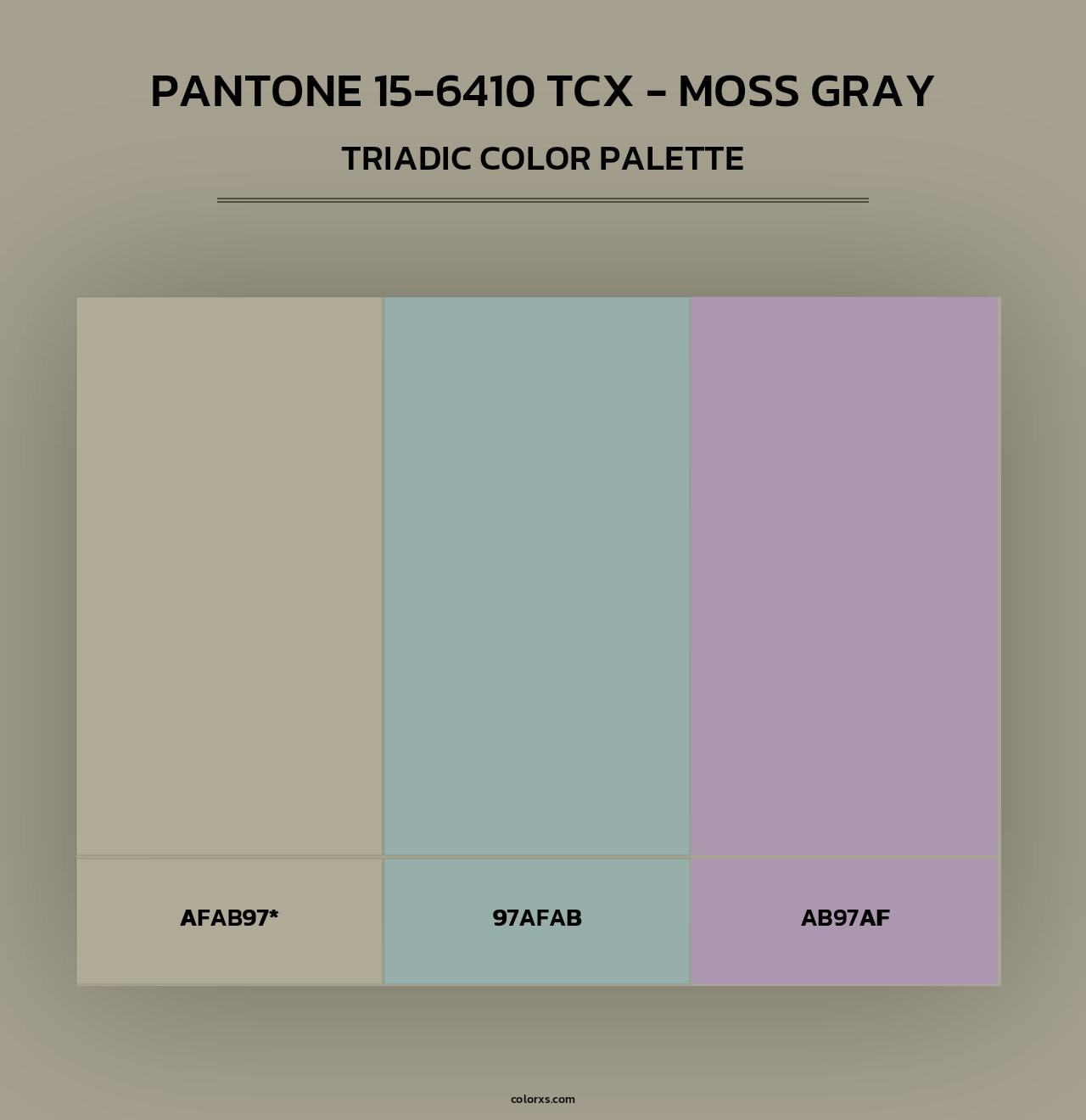PANTONE 15-6410 TCX - Moss Gray - Triadic Color Palette